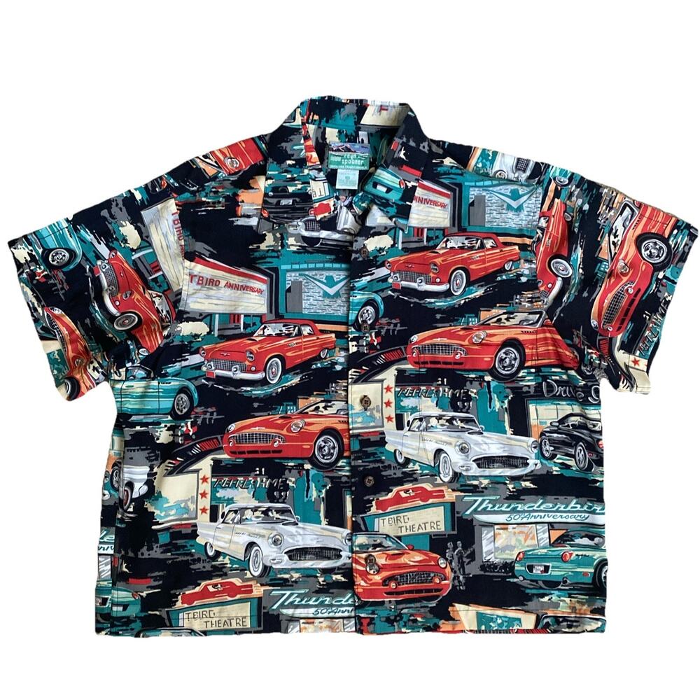 Reyn Spooner Shirt Short Sleeve Hawaiian Floral Tropical T Bird Theatre Car S